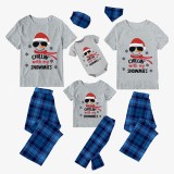 Christmas Matching Family Pajamas Chillin' with Hat Snowman Blue Pajamas Set