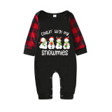 Christmas Matching Family Pajamas Chillin' with My Snowmies Black Pajamas Set