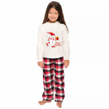 Christmas Matching Family Pajamas Skating Snowman with Gift White Pajamas Set