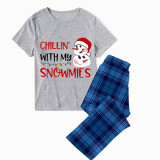 Christmas Matching Family Pajamas Chillin' with Snowman Blue Pajamas Set