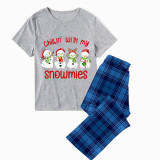 Christmas Matching Family Pajamas Chillin' with My Snowmies Blue Pajamas Set