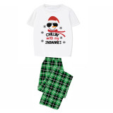 Christmas Matching Family Pajamas Chillin' with Hat Snowman Green Pajamas Set