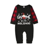 Christmas Matching Family Pajamas Through Snowflakes Gnomie For the Holidays Black Pajamas Set