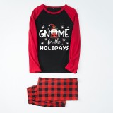 Christmas Matching Family Pajamas Through Snowflakes Gnomie For the Holidays Black Red Pajamas Set