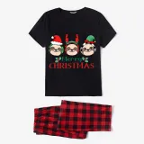 Christmas Matching Family Pajamas Merry Christmas Sloth Black Pajamas Set
