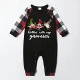 Christmas Matching Family Pajamas Rollin' with My Three Gnomies Black Red Pajamas Set