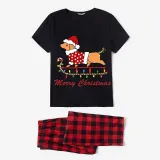 Christmas Matching Family Pajamas Merry Christmas Dachshund Black Pajamas Set