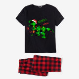 Christmas Matching Family Pajamas Dinosaur Rawr Fala Black Pajamas Set