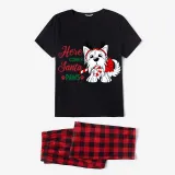 Christmas Matching Family Pajamas Here Comes Santa Paws Black Pajamas Set