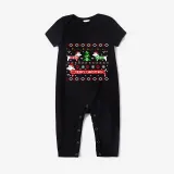 Christmas Matching Family Pajamas Merry Christmas Dachshund Print Black Pajamas Set