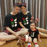 Christmas Matching Family Pajamas Hohoho Penguin Black Pajamas Set