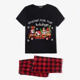 Christmas Matching Family Pajamas Holiday Car with Gnome Black Pajamas Set