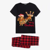 Christmas Matching Family Pajamas Merry Christmas Dachshund Black Pajamas Set