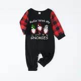 Christmas Matching Family Pajamas Rollin' with My Gnomies Black Red Pajamas Set