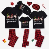 Christmas Matching Family Pajamas Rollin' with My Three Gnomies Black Pajamas Set