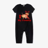 Christmas Matching Family Pajamas I Love My Family Dachshund Black Pajamas Set