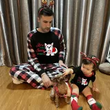 Christmas Matching Family Pajamas Here Comes Santa Paws Red Pajamas Set