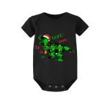 Christmas Matching Family Pajamas Dinosaur Rawr Fala Black Pajamas Set