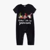 Christmas Matching Family Pajamas Rollin' with My Three Gnomies Black Pajamas Set