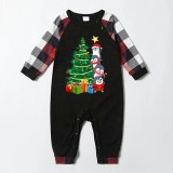 Christmas Matching Family Pajamas Christmas Tree Gift Penguins Black Red Plaids Pajamas Set