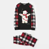 Christmas Matching Family Pajamas Christmas String Light Bear Black Red Plaids Pajamas Set