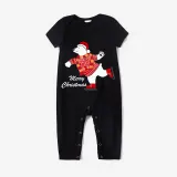 Christmas Matching Family Pajamas Skating Bear Merry Christmas Black Pajamas Set