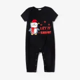 Christmas Matching Family Pajamas Let It Snow Penguin Black Pajamas Set