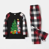 Christmas Matching Family Pajamas Christmas Tree Gift Penguins Black Red Plaids Pajamas Set