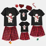 Christmas Matching Family Pajamas Christmas String Light Bear Black Pajamas Set