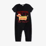 Christmas Matching Family Pajamas Dachshund Through the Snow Black Pajamas Set