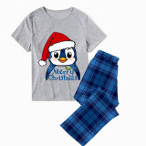 Christmas Matching Family Pajamas Hat Penguins Merry Christmas Blue Pajamas Set