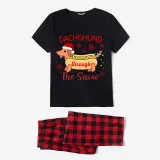Christmas Matching Family Pajamas Dachshund Through the Snow Black Pajamas Set