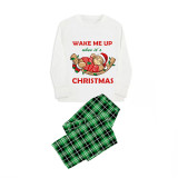 Christmas Matching Family Pajamas Wake Me Up When It's Christmas Green Pajamas Set