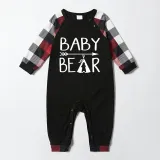 Christmas Matching Family Pajamas Papa Mama and Baby Bear Black Red Plaids Pajamas Set