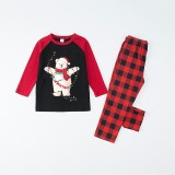 Christmas Matching Family Pajamas Christmas String Light Bear Black Red Plaids Pajamas Set