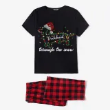 Christmas Matching Family Pajamas Dachshund Through the Snow Points Black Pajamas Set