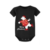 Christmas Matching Family Pajamas Skating Bear Merry Christmas Black Pajamas Set