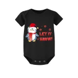 Christmas Matching Family Pajamas Let It Snow Penguin Black Pajamas Set