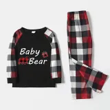 Christmas Matching Family Pajamas Papa Mama and Baby Bear Family Black Red Plaids Pajamas Set