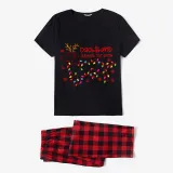 Christmas Matching Family Pajamas Dachshund Through the Snow Light Black Pajamas Set