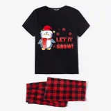 Christmas Matching Family Pajamas Let It Snow Penguin Black Pajamas Set