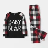 Christmas Matching Family Pajamas Papa Mama and Baby Bear Black Red Plaids Pajamas Set