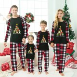 Christmas Matching Family Pajamas Penguins Tree Merry Christmas Black Red Plaids Pajamas Set