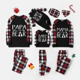 Christmas Matching Family Pajamas Papa Mama and Baby Bear Black Red Plaids Pajamas Set