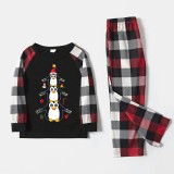 Christmas Matching Family Pajamas Penguins Christmas Pendant Black Red Plaids Pajamas Set