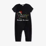 Christmas Matching Family Pajamas Dachshund Through the Snow Points Black Pajamas Set