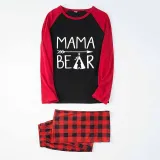 Christmas Matching Family Pajamas Papa Mama and Baby Bear Black Red Plaids Pajamas Set