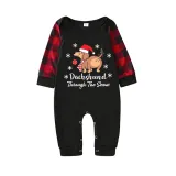 Christmas Matching Family Pajamas Dachshund Through the Snow Black Pajamas Set