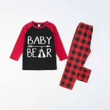Christmas Matching Family Pajamas Papa Mama and Baby Bear Black Red Plaids Pajamas Set