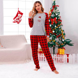 Christmas Matching Women Pajamas Goblet Snowflakes Female Gray Pajamas Set